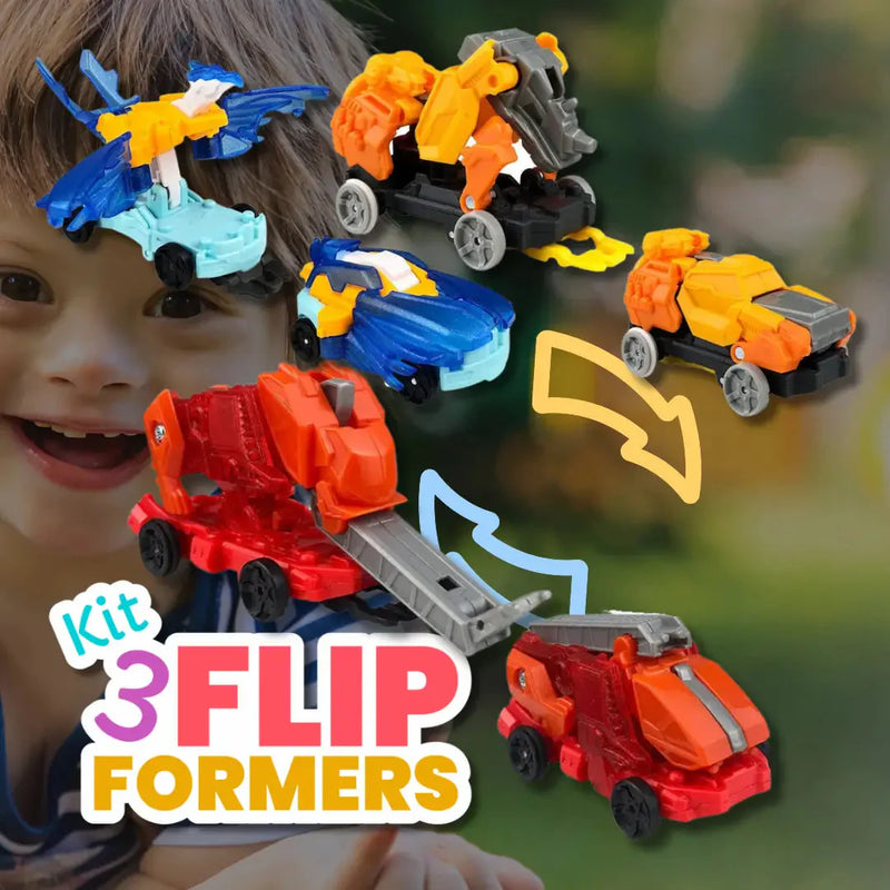 Kit 3 Flip Formers - Carrinhos Transformers Animais