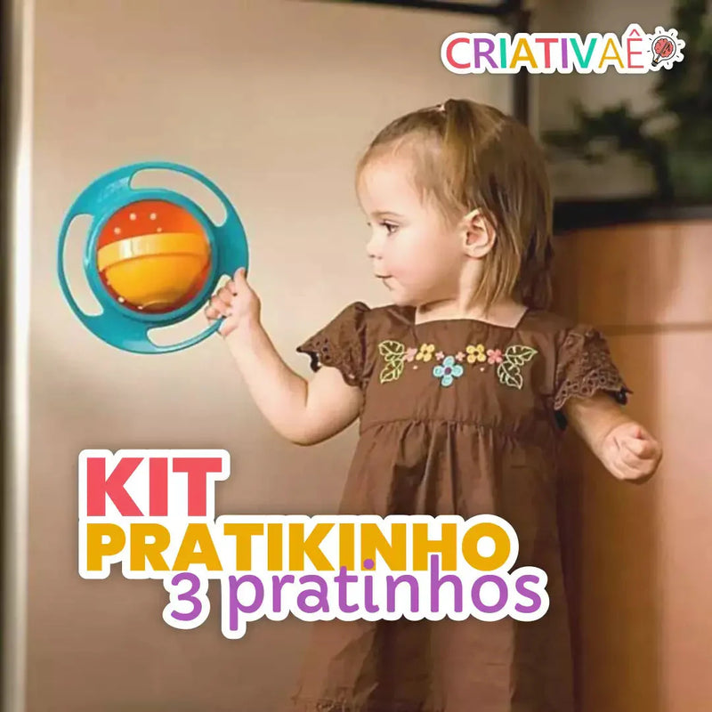 Kit Pratikinho - 3 Pratinhos 360° que não deixam a comida cair